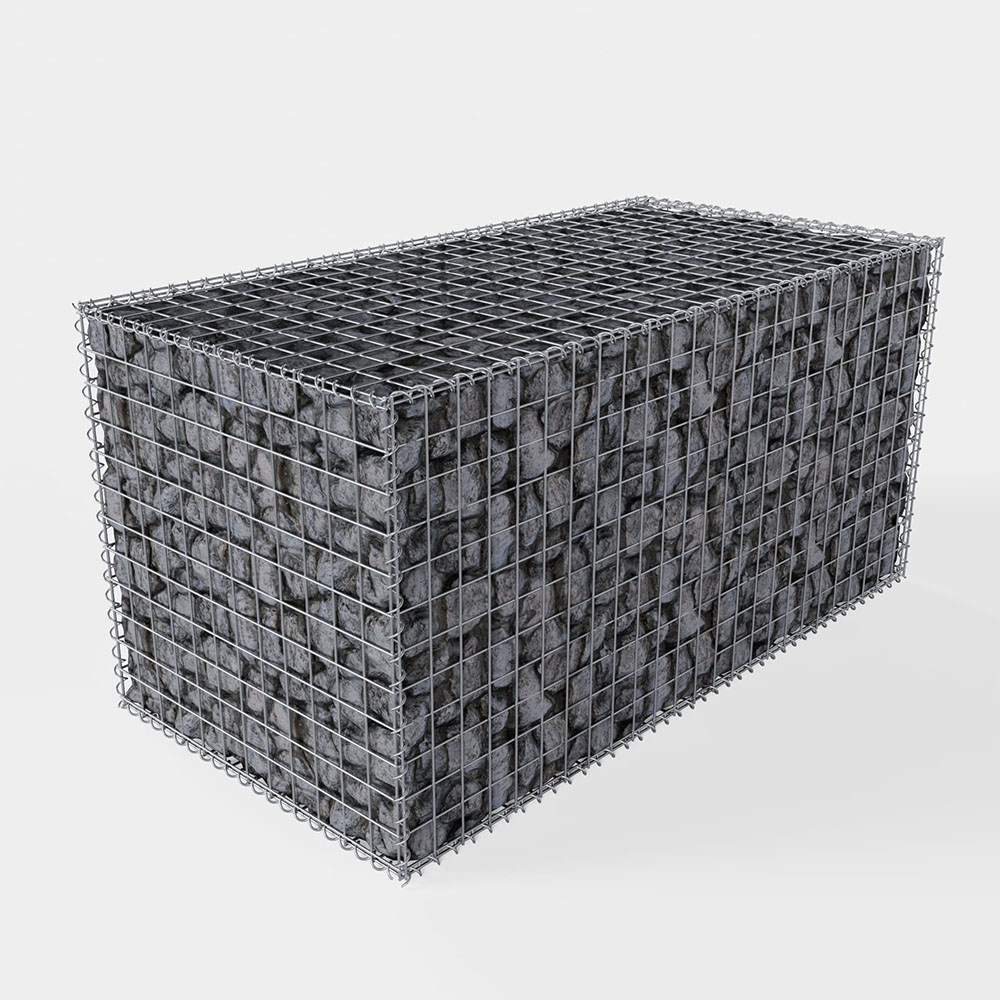 Gabion 2000×1000×1000 mm fylld med sten