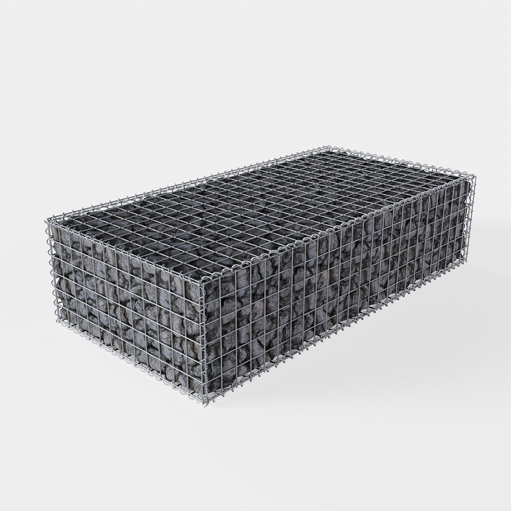 Gabion 2000×500×250 mm fylld med sten