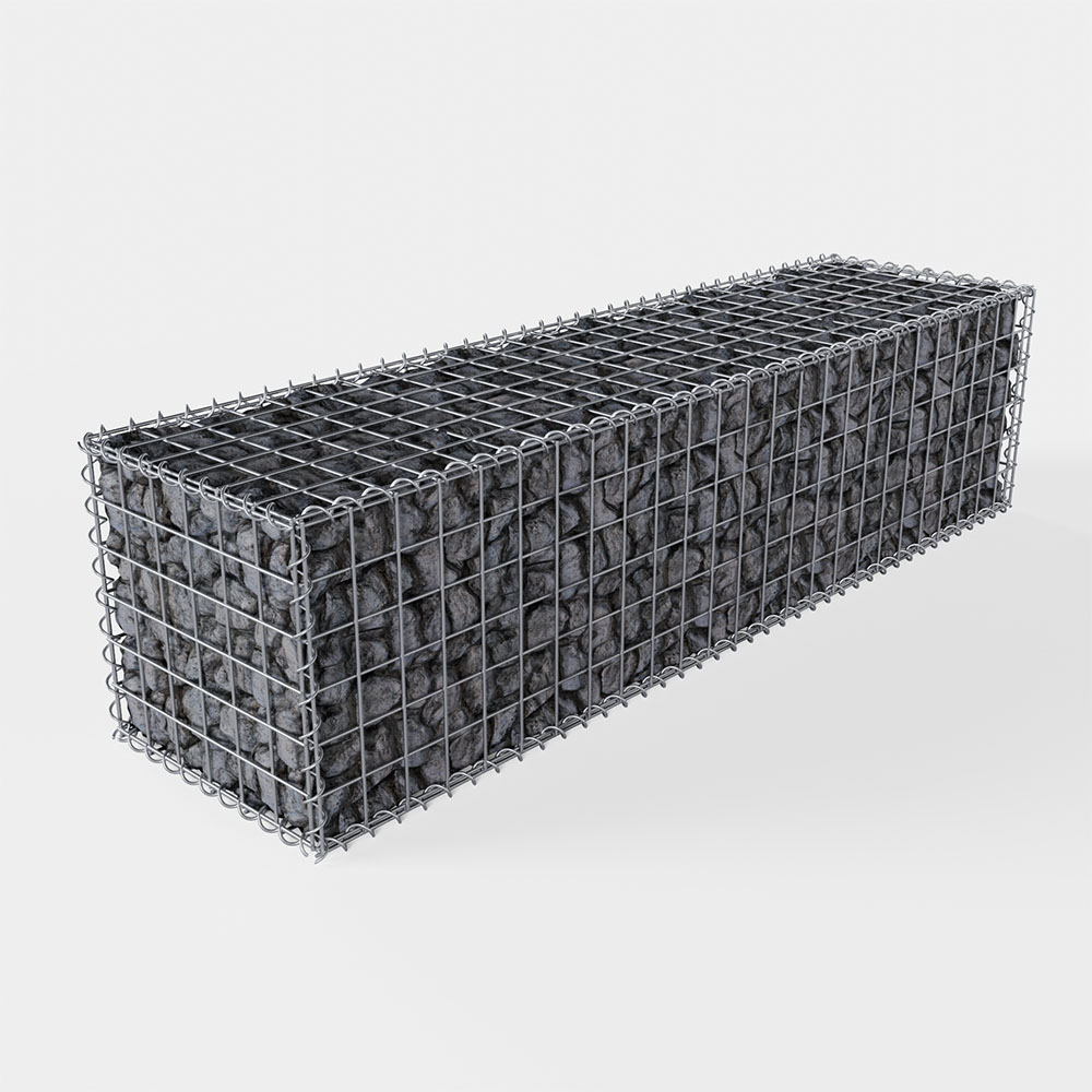 Gabion 2000×500×500 mm fylld med sten